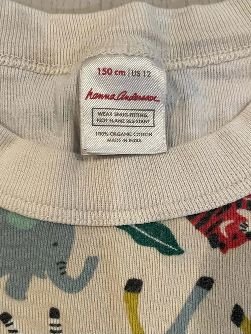 Hanna Andersson HannaJams Short John Pajama Set (Safari Animals) - Size 12 150